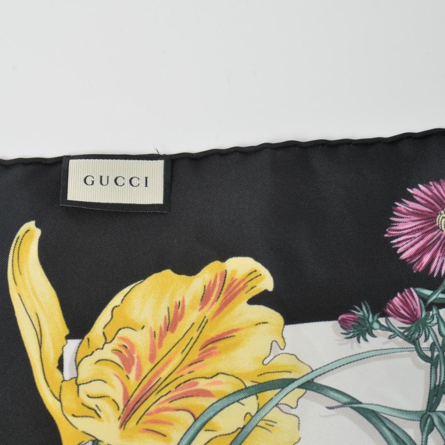 GUCCI グッチ レディース フラワーシルク スカーフ白地に縁取り GUCCI グッチ レディース フラワーシルク スカーフ白地に縁取り
