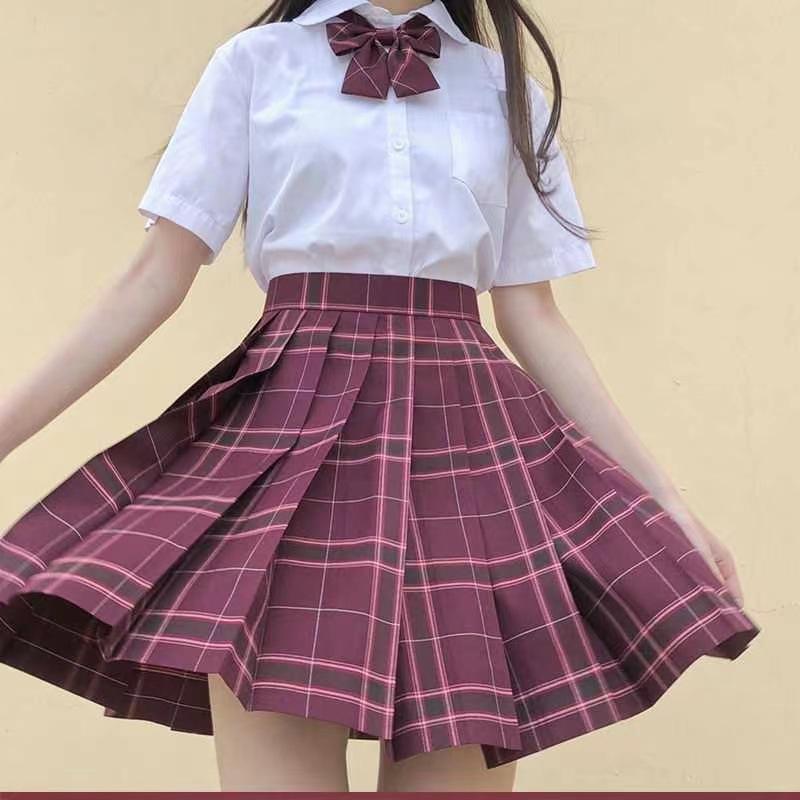 制服 上下セット セーラー服 チェック柄 正統派 セット 学生 半袖 リボン プリーツスカート レディース 卒業式 コスプレ ミニスカート 女子校生 高校 夏 膝丈｜bellaandsugar｜25