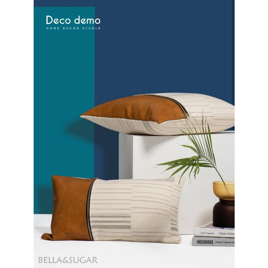 クッション おしゃれ フロアクッション 座布団 スクエアクッション 北欧 切り替え ノルディック クッションカバー フェイクレザー T Bella Sugar 通販 Yahoo ショッピング