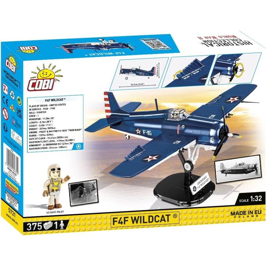【 LEGO対応 EU ブロック おもちゃ】COBI コビ アメリカ空軍 戦闘機 F4F ワイルドキャット 1/32スケール 375ピース｜bellamacchina｜03