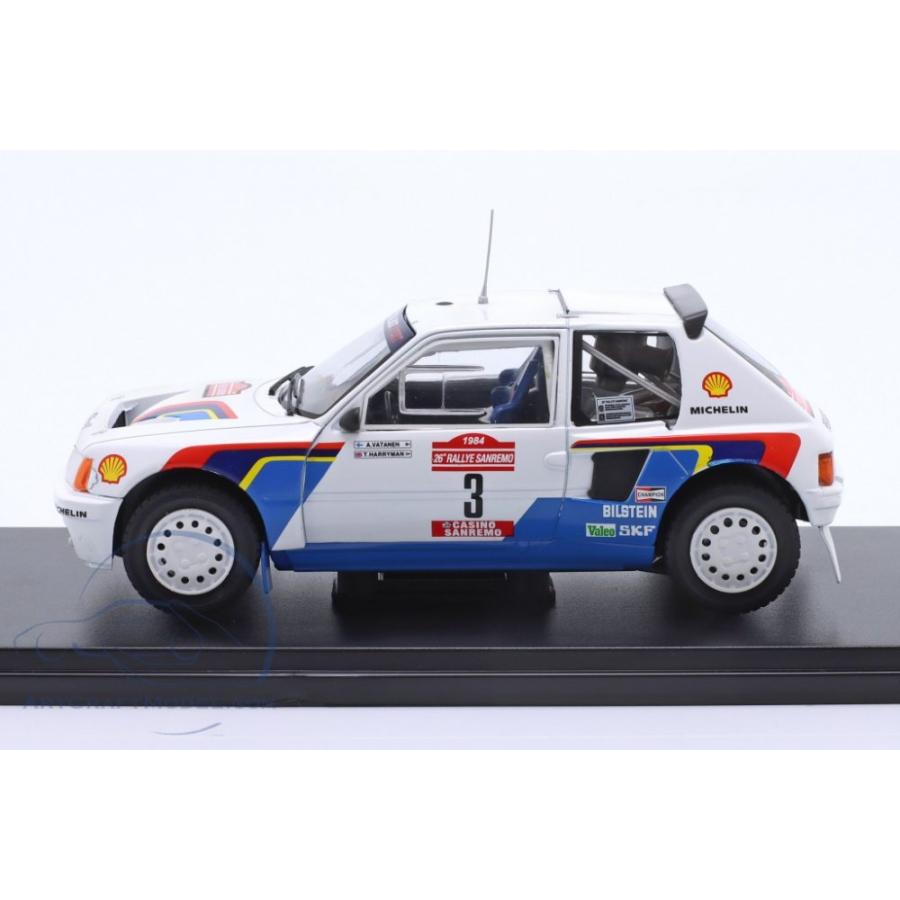 プジョー ミニカー 1/24 Peugeot 205 ターボ 16 ラリー サンレモ 1984 優勝 ブリスターパック品｜bellamacchina｜03