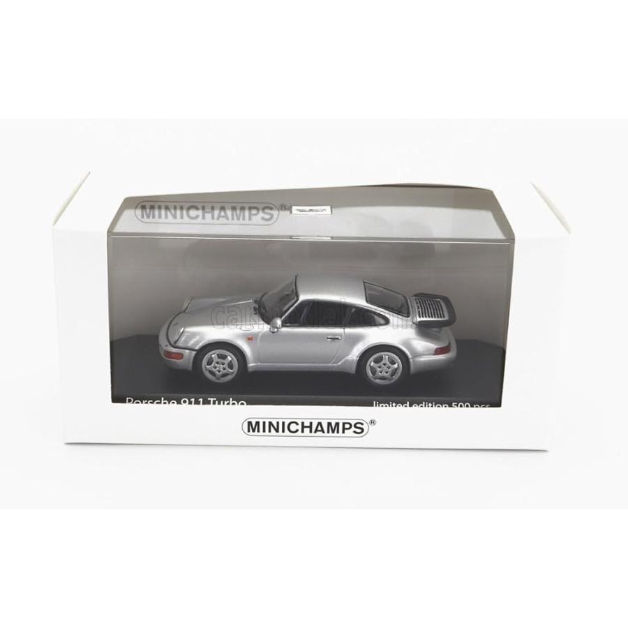 ミニチャンプス ポルシェ ミニカー 1/43 PORSCHE 911 (964) ターボ 1990 シルバー ミニチャンプス 限定964台の画像