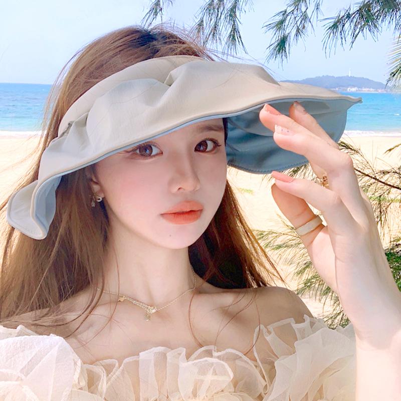 uvカット サンバイザー つば広 レディース 日焼け予防 帽子 2way  