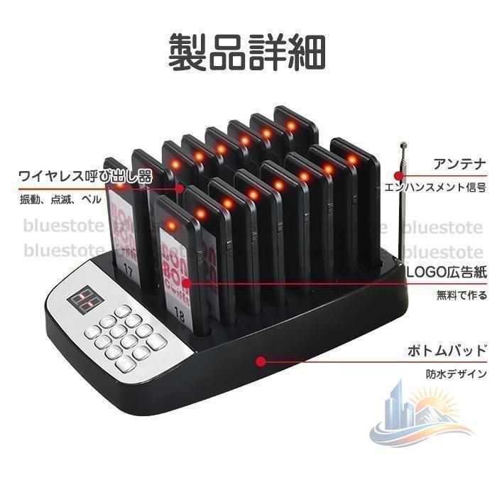 コードレス フードコート アドバンスト 事務 店舗用品 チャイム ワイヤレスチャイム 呼び出し ベル ブザー 送信機+受信機32台 飲食店 レストラン カフェ_6