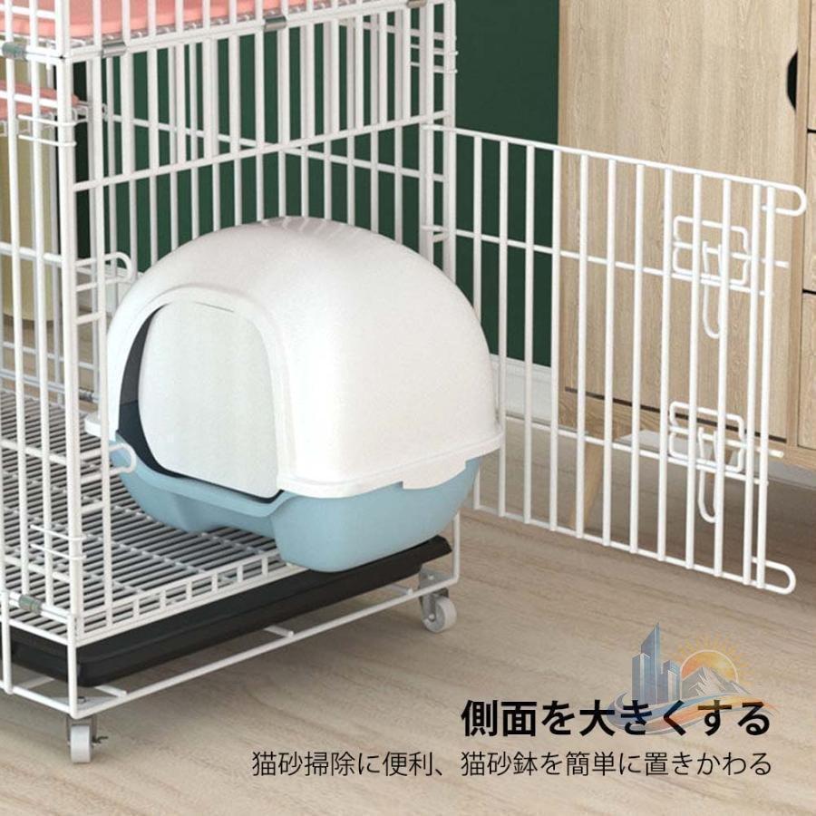 キャットケージ 猫ケージ 折りたたみ 2段 3段 折りたたみ式 おしゃれ アドバンスト 大型 多頭飼い 脱走防止 猫ハウス 猫用 ペット用 留守番 キャスター付き_3