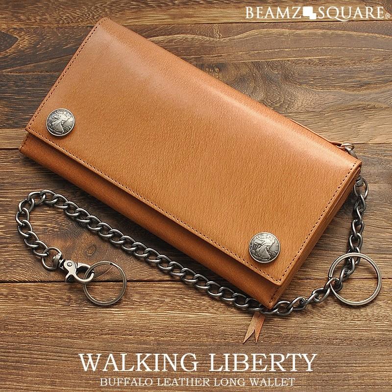 紳士財布 長財布 二つ折り財布 バッファローブラックレザーロングウォレッメンズ 革 メンズ財布 牛革　BEAMZSQUARE BS-599