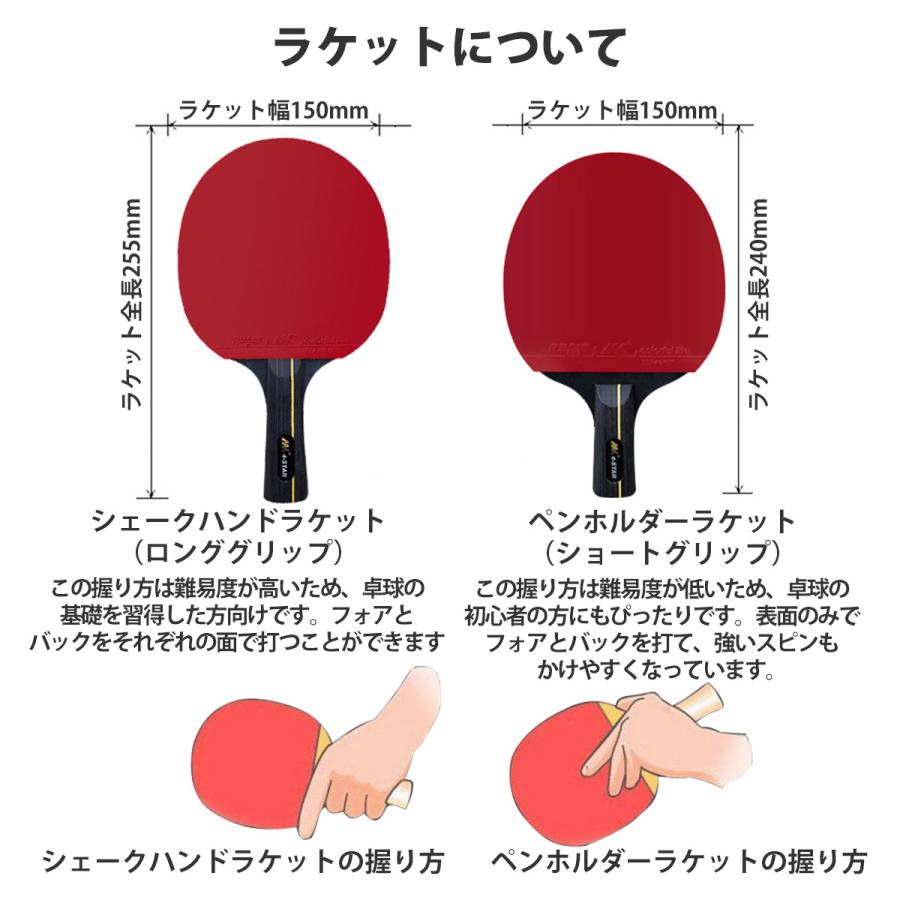 卓球 ラケット 初心者 中級者 2本 セット ペン 両面 ラバー