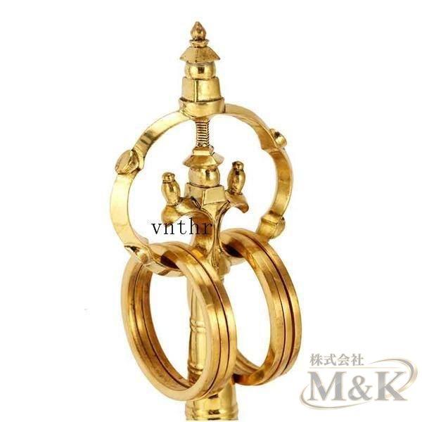 【修縁堂】密教法具 真言宗 法器 錫杖 五鈷杵 密教法具古美術品 佳品 五鈷杵錫杖 手作り 真言宗 真鍮製 仏教 密教 仏具 お寺 仏堂 整理