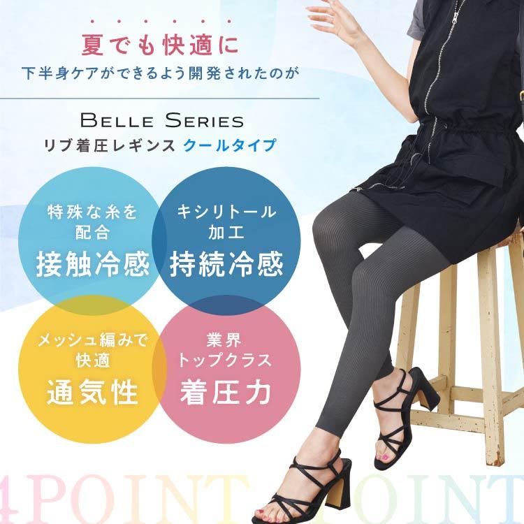 【NEW】 リブクール 体感温度−3.8℃ 3XL 2着 着圧レギンス 接触冷感 冷感 夏用 着圧スパッツ 大きいサイズ 強着圧 通気性 リブ着圧レギンス ベルシリーズの画像