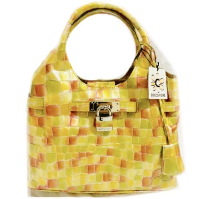 コッコフィオーレ スモールクロコ 2WAYハンドバッグ イエロー 