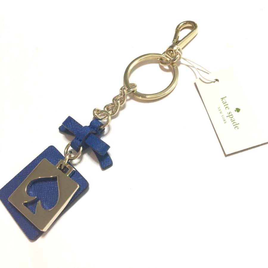 新品 ケイトスペード キーホルダー チャーム 青 サフィアーノ 本革 新品 ケイトスペード キーホルダー チャーム 青 サフィアーノ 本革
