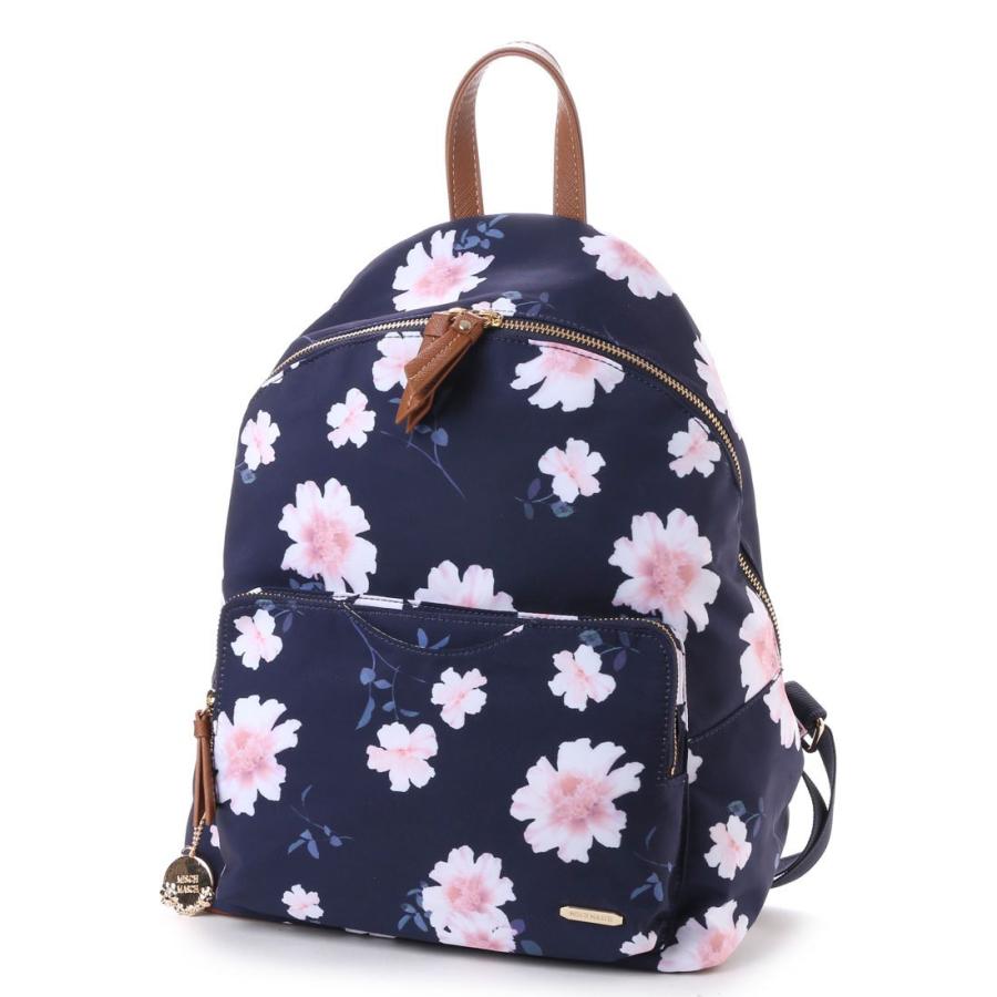 新品 ミッシュマッシュ 花柄 リュックサック フレア ネイビー Misch