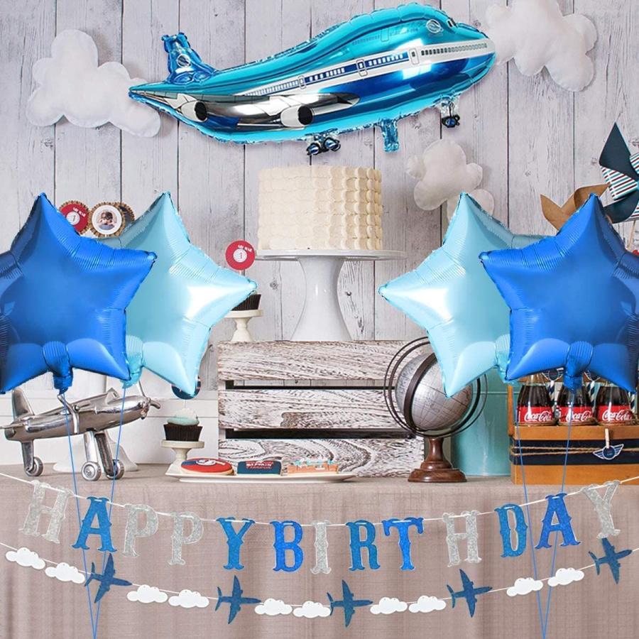 誕生日 飾り付け 飛行機 青い 男の子 １歳 ２歳 バースデー デコレーション パーティー ブルー 部屋装飾セット Belle Style 通販 Yahoo ショッピング
