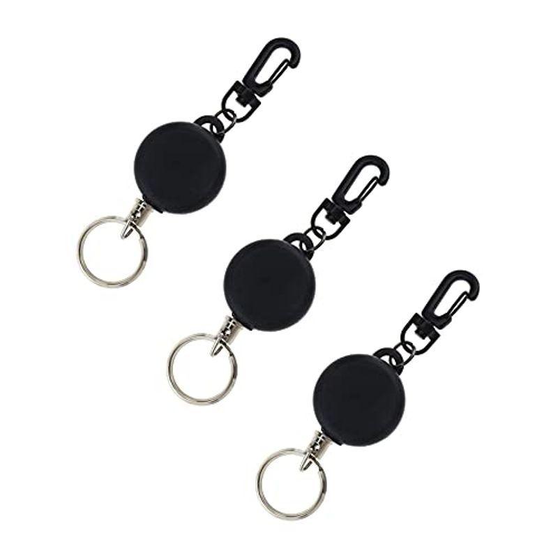キーリール 強力リールキーホルダー ワイヤー リール アウトドア 伸縮55cmスチールワイヤー 紛失防止 カラビナ付 ブラック 3個セット Belle Style 通販 Yahoo ショッピング