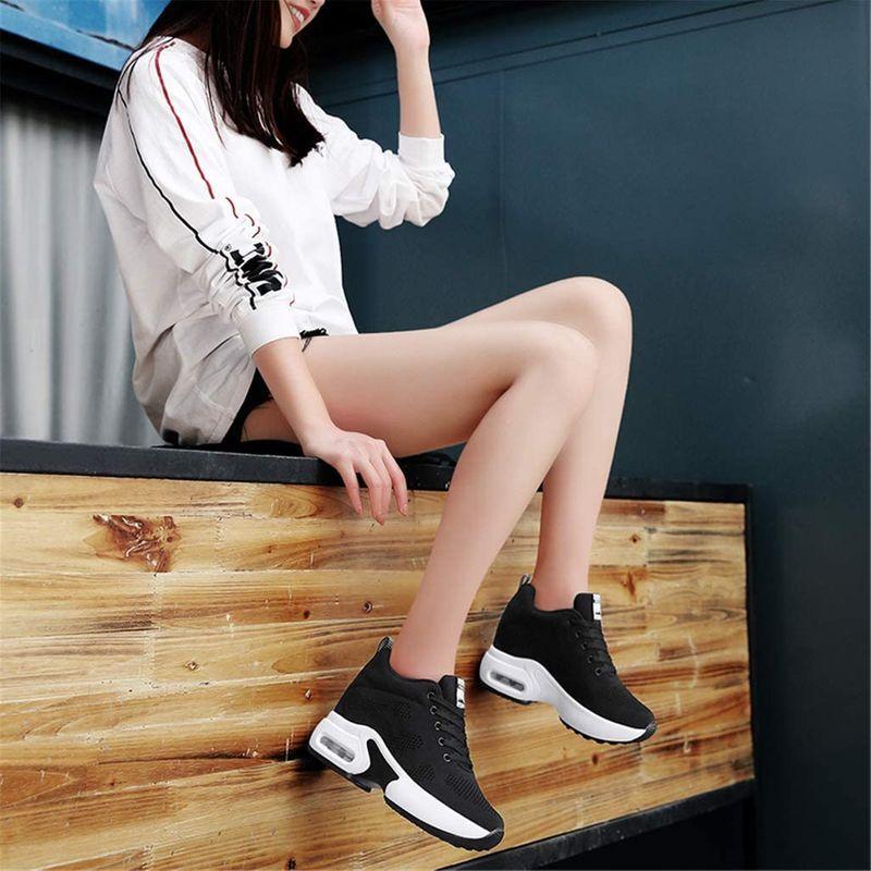 Ziitop 厚底スニーカー レディース インヒールスニーカー ウォーキングシューズ 美脚 シークレットシューズ 軽量 シューズ レースアッ 大特価