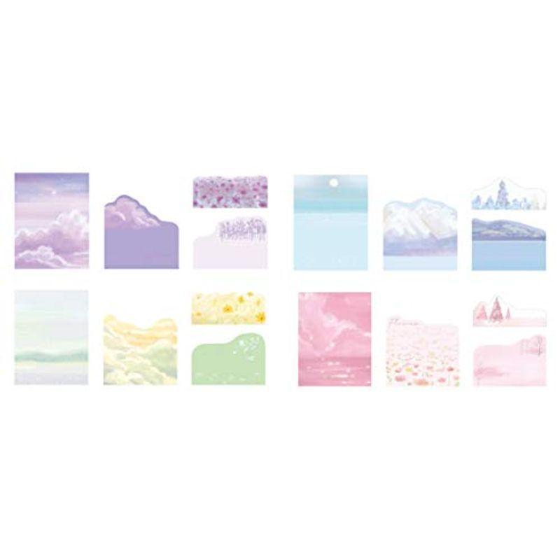 メール便無料 空 花 メモ用紙 Kamizuki 雲 25枚x16種類 オフィス用品 学用品 贈り物 プレゼント メモ帳 伝言 メモ素材紙 不規則 粘着性がない一般メモ用紙 付箋 景色 海 森 月 付箋 Www We Job Com
