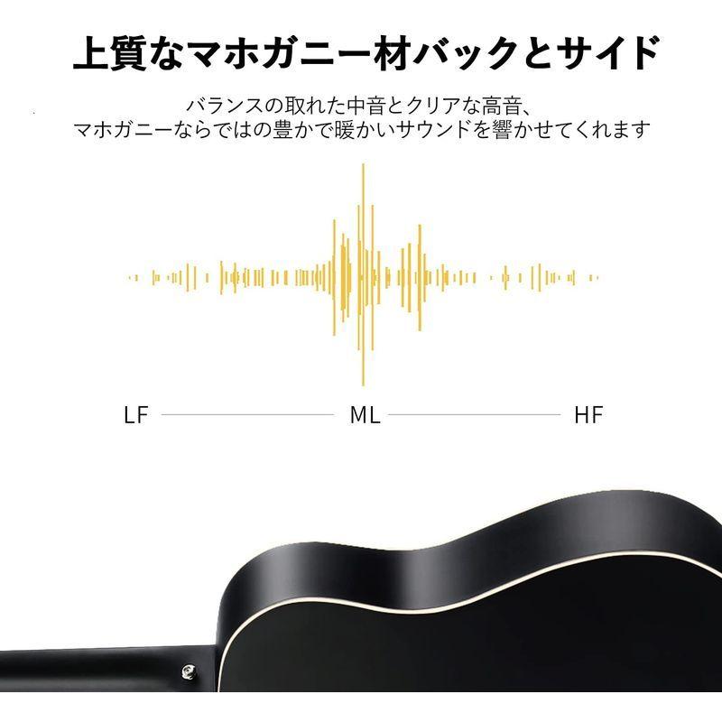 Donner アコースティックギター 初心者セット スプルースとマホガニー製 ミニギター 36インチ ドレッドノート 右利き 持ち運び便利 アコースティックギター 初心者セット スプルースとマホガニー製 ミニギター 36インチ ドレッドノート 右利き 持ち運び便利