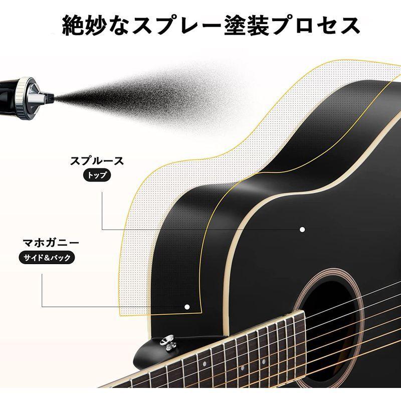 Donner アコースティックギター 初心者セット スプルースとマホガニー製 ミニギター 36インチ ドレッドノート 右利き 持ち運び便利 アコースティックギター 初心者セット スプルースとマホガニー製 ミニギター 36インチ ドレッドノート 右利き 持ち運び便利