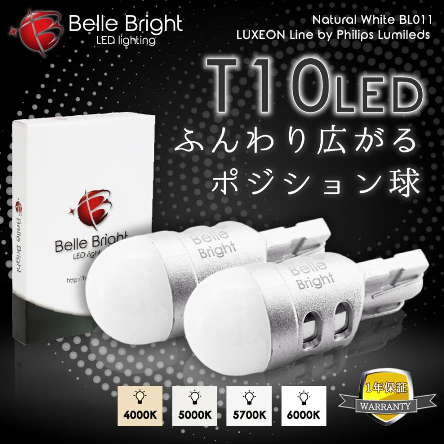 T10 LEDバルブ ふんわり広がるポジション球 2個セット 1年保証 BL011 白 6000K 5000K 4000K ナンバー灯 ステルス