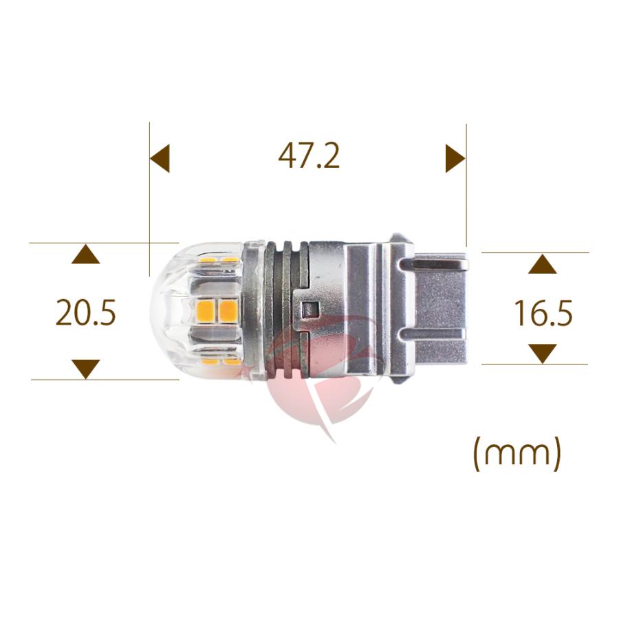 3156 LEDバルブ -Classic Amber BL486- 2個セット アンバー ウインカー アメ車 パークシグナル ダブル球 3157 1年保証｜bellebright｜03