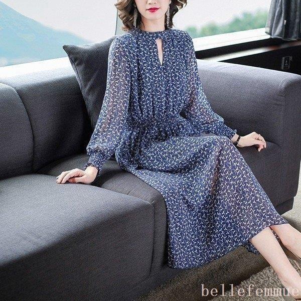 大幅価格改定 ワンピースレディース40代30代きれいめ春秋長袖上品マキシワンピース花柄シフォンチュニック大きいサイズパーティードレス韓国風おしゃれ着痩せ 販売人気 Www Superavila Com