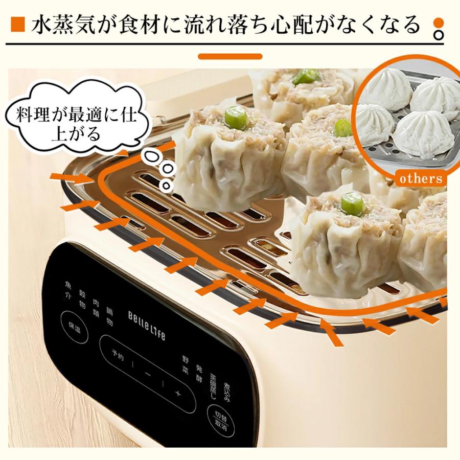 BelleLife（ベルライフ） スチームクッカー 電気蒸し器 蒸し器 大容量