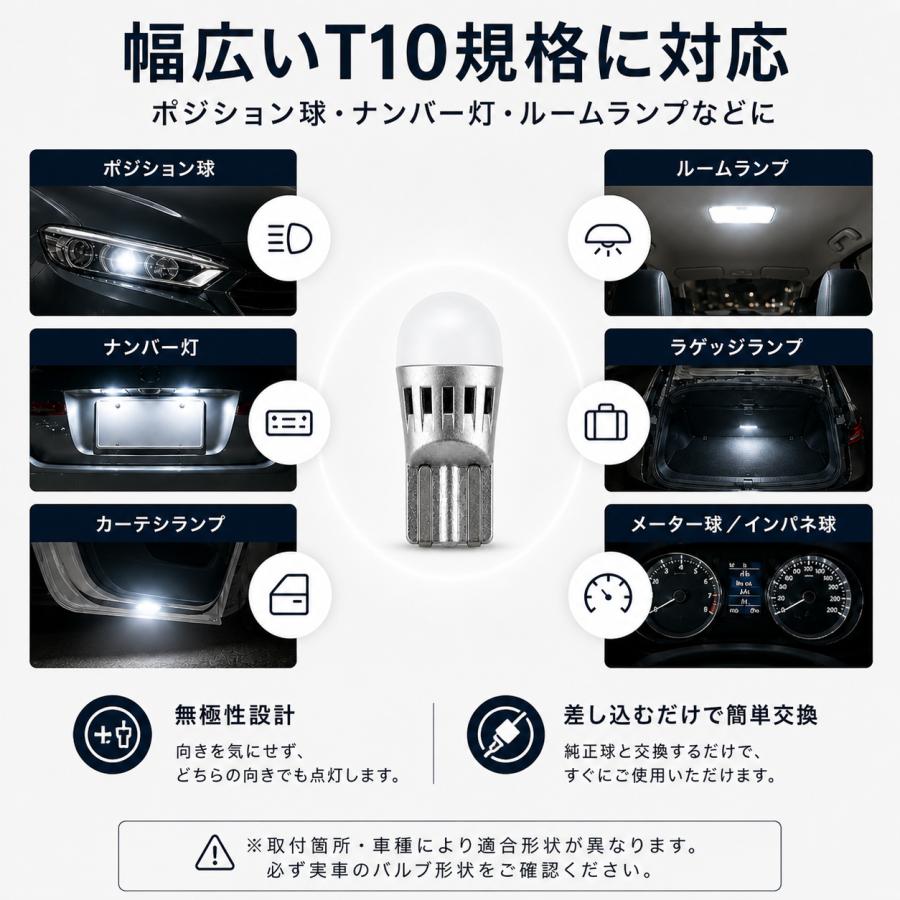 T10 6000K ステルス高拡散タイプ LED電球 ホワイト BL701 2個セット ポジション球 ナンバー灯 白 カバー付き ルームランプ |  | 04