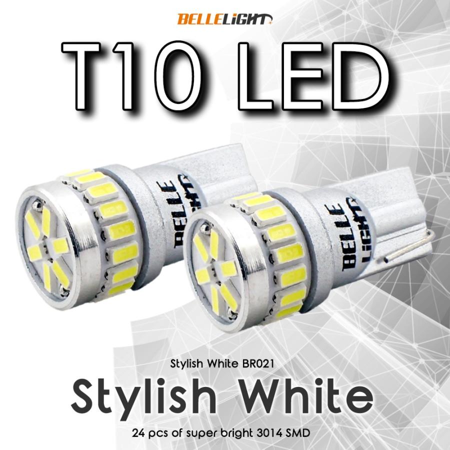 T10 LED 無極性 24SMD ホワイト ポジション球 2個セット 高拡散24連 白 爆光 ナンバー灯 6500K ルームランプ 3014チップ 12V用 ハイブリッドカー BR021 | 