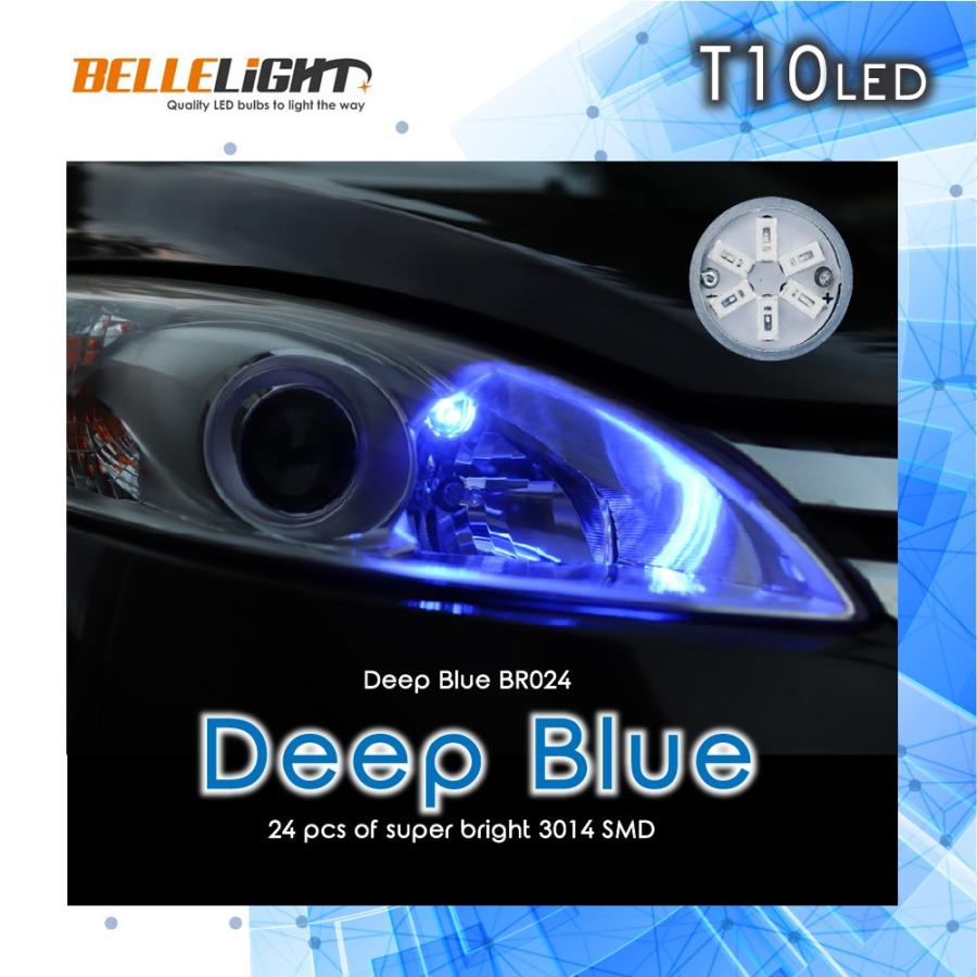 T10 LED 無極性 24SMD ブルー 2個セット ルームランプ等 高拡散24連 青 爆光 3014チップ 12V用 Deep Blue ハイブリッドカー BR024 |  | 01