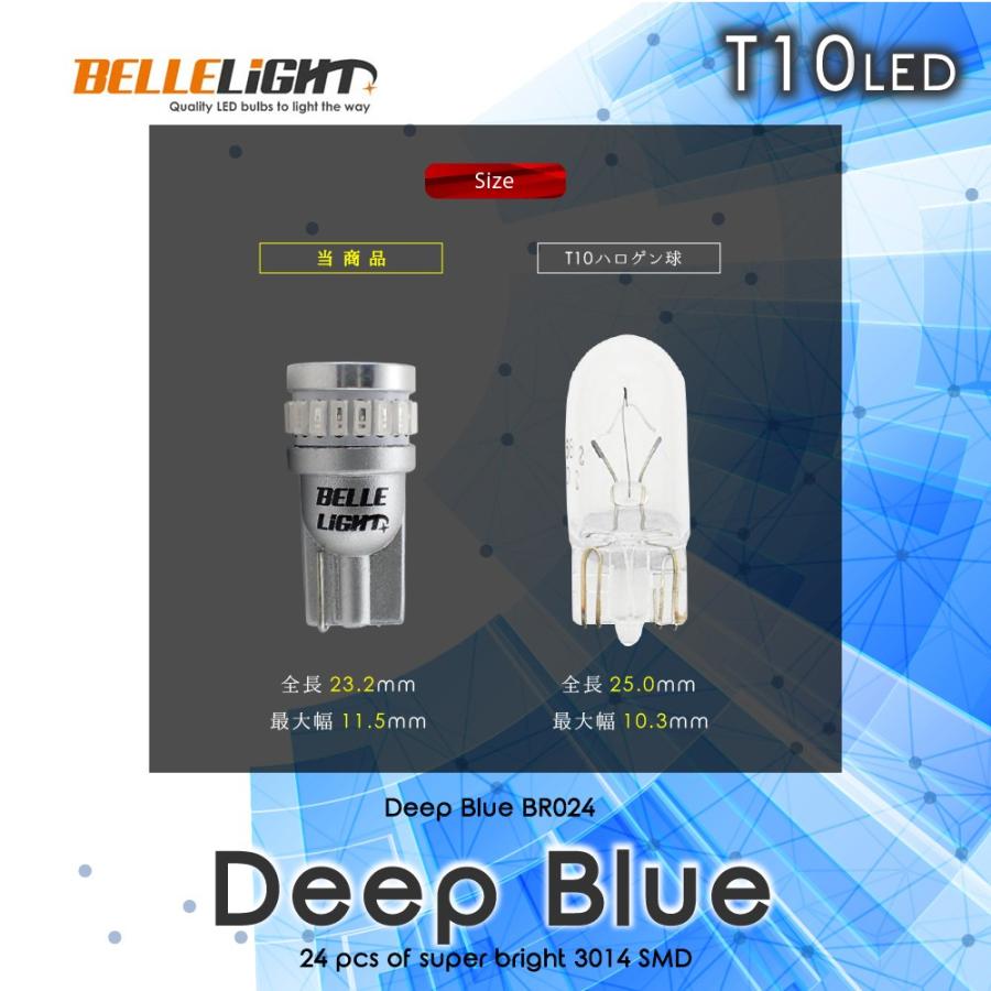 T10 LED 無極性 24SMD ブルー 2個セット ルームランプ等 高拡散24連 青 爆光 3014チップ 12V用 Deep Blue ハイブリッドカー BR024 |  | 03