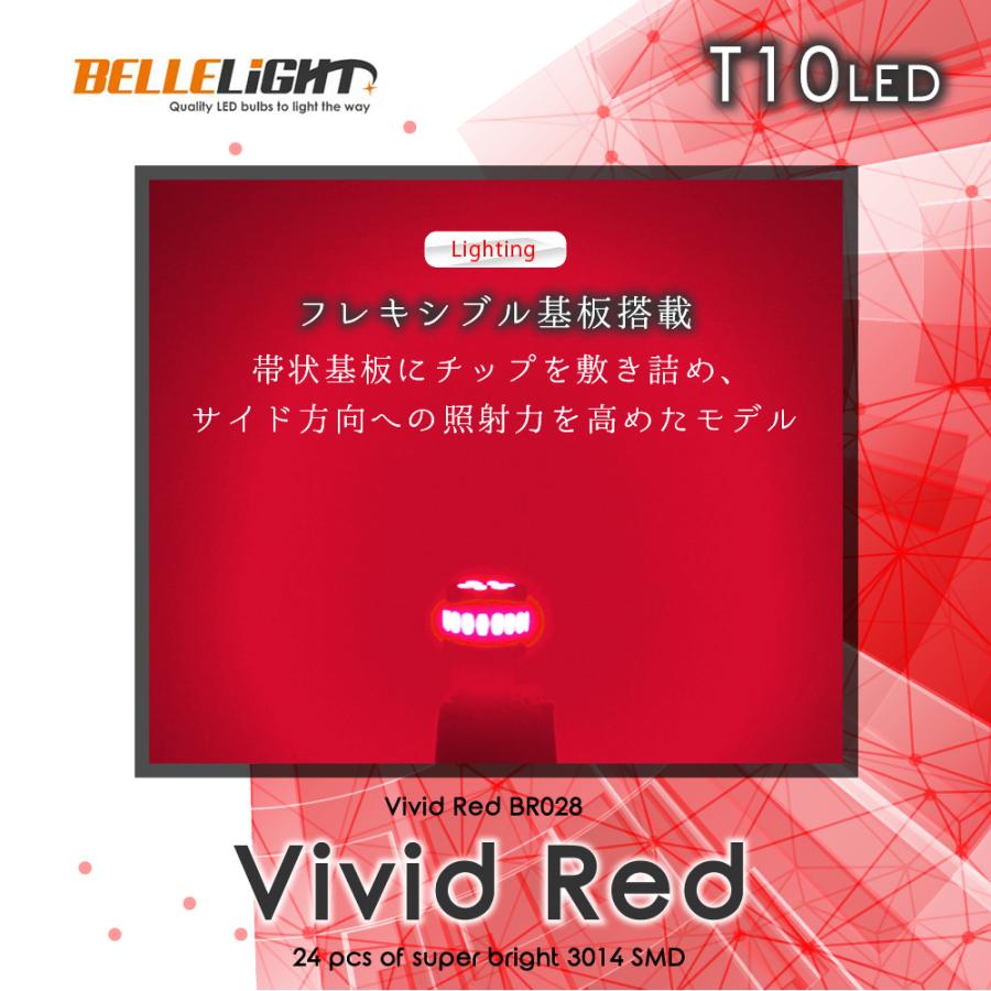 T10 LED 無極性 24SMD レッド 2個セット 高拡散24連 赤 爆光