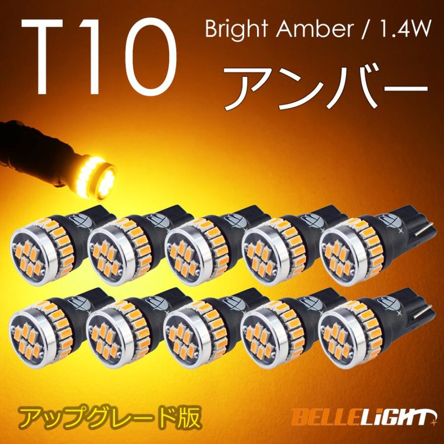 T10 LED ライトアンバー 10個セット 拡散24連 サイドウインカー 無極性