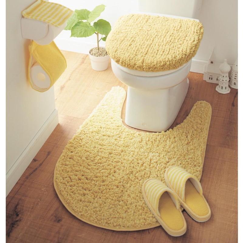 訳あり トイレマット 単品 マット トイレ 円形 四角 おしゃれ シンプル 無地 洗濯 滑りにくい 洋式 黄色 イエロー Wantannas Go Id