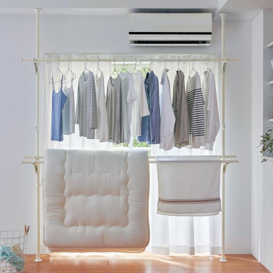 物干し 突っ張り ホワイト 3段 簡単設置 窓枠 室内干し 洗濯 乾燥 ランドリー 003 ベルメゾン インテリア Yahoo 店 通販 Yahoo ショッピング