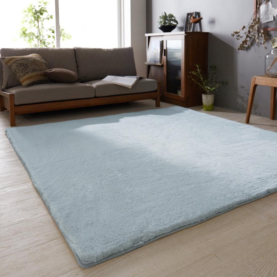 ラグ カーペット ラグマット マイクロファイバー ラビットファータッチ ブルーグレー 約180 180 ホットカーペット対応 床暖房 ふわふわ F 002 ベルメゾン インテリア Yahoo 店 通販 Yahoo ショッピング
