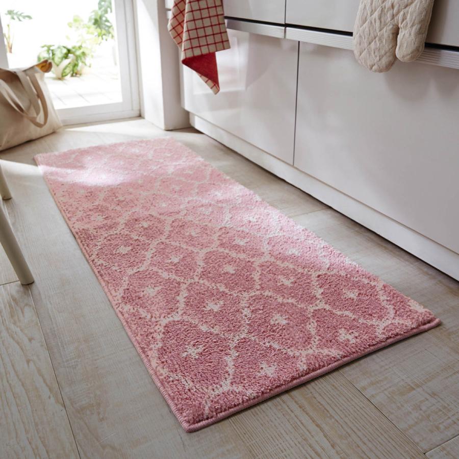 キッチンマット マット おしゃれ タイル調 ピンク 約45 210 洗える マイクロファイバー ふんわり すべりにくい加工 明るい色合い F 004 ベルメゾン インテリア Yahoo 店 通販 Yahoo ショッピング