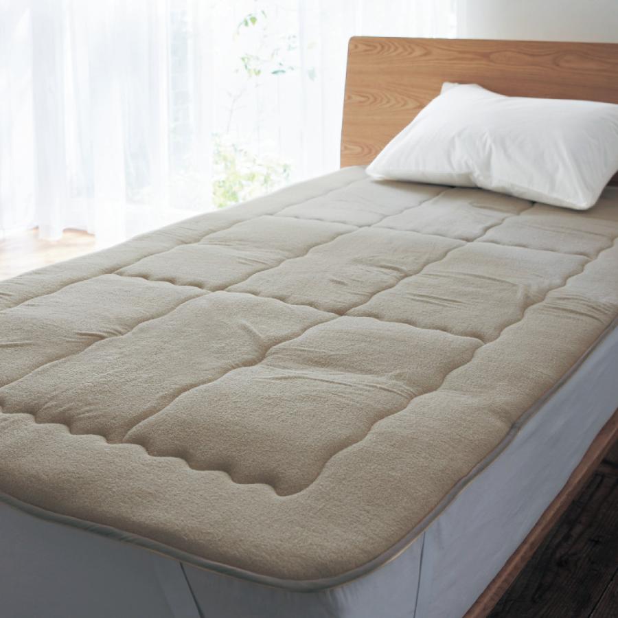 敷きパッド シングル 敷き ベージュ ボリューム 綿100％ パイル へたりにくい 洗える 無地 ずれにくい 厚め オールシーズン