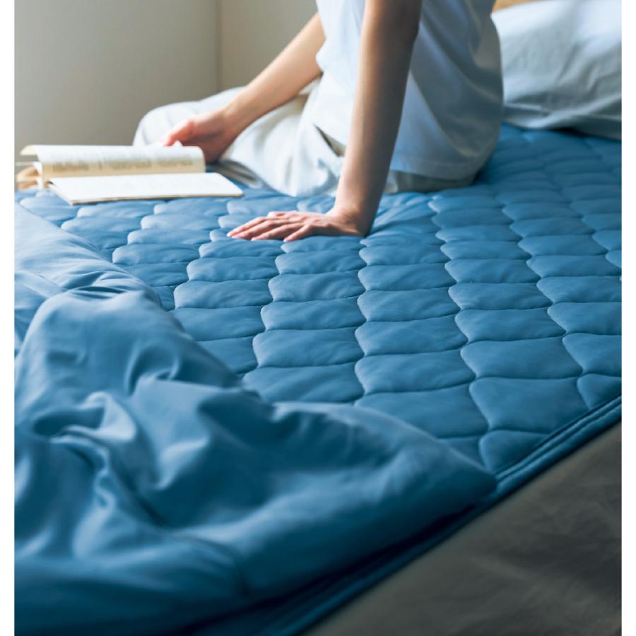 敷きパッド 接触冷感 ベッドパッド セミダブル ダスティブルー ひんやり加工 もっちり おしゃれ 夏 ベッドパッド 敷き布団 マットレス F 002 ベルメゾン インテリア Yahoo 店 通販 Yahoo ショッピング