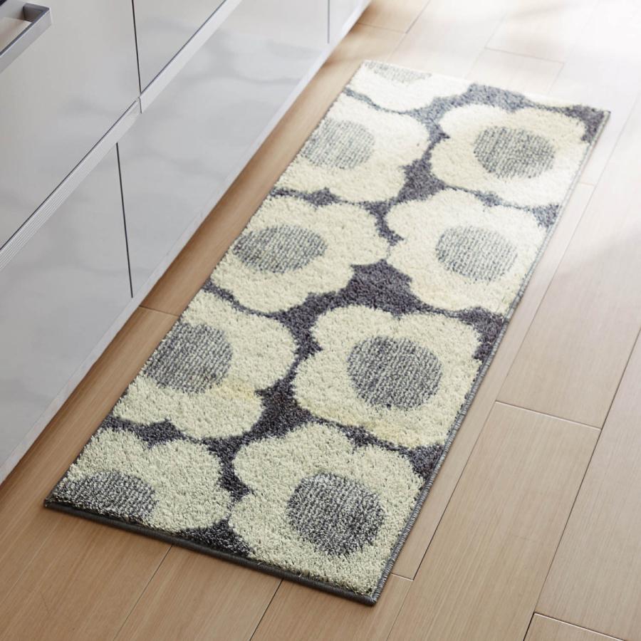 キッチンマット マット 北欧 おしゃれ 約45 150 誠実 フラワー モダン ラグ シック キッチン チャコール グレイッシュカラー