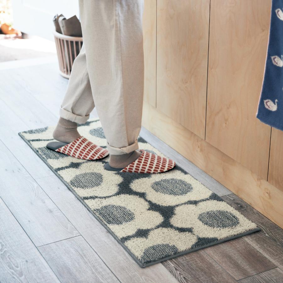 キッチンマット マット 北欧 おしゃれ 約45 150 誠実 フラワー モダン ラグ シック キッチン チャコール グレイッシュカラー