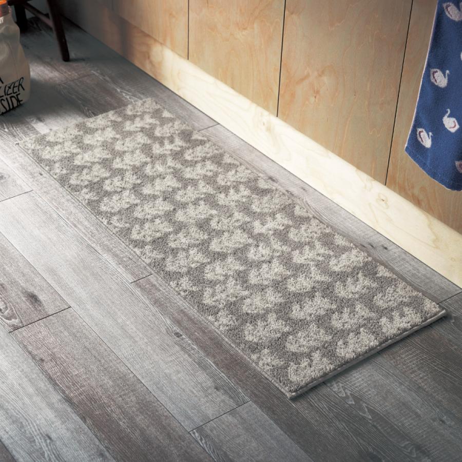 キッチンマット マット 北欧 おしゃれ 約45 150 誠実 フラワー モダン ラグ シック キッチン チャコール グレイッシュカラー