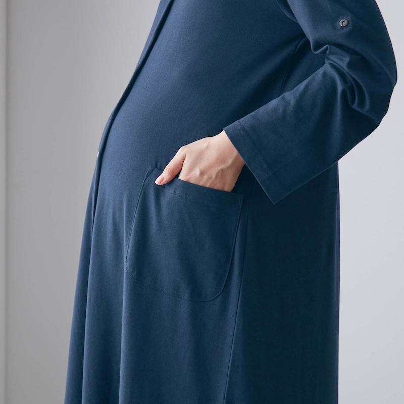 マタニティ パジャマ ワンピース 授乳パジャマ 長袖 マタニティパジャマ 授乳 前開きパジャマ 2WAY 授乳服 ロンパース ロールアップ袖 入院準備 ベルメゾン | ベルメゾン | 07