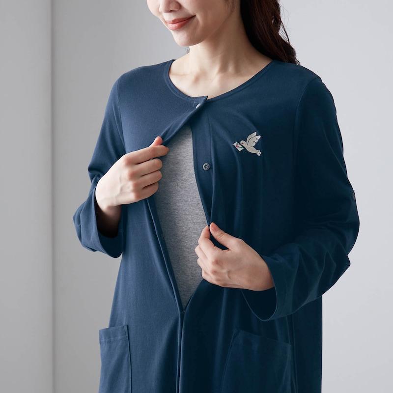 マタニティ パジャマ ワンピース 授乳パジャマ 長袖 マタニティパジャマ 授乳 前開きパジャマ 2WAY 授乳服 ロンパース ロールアップ袖 入院準備 ベルメゾン | ベルメゾン | 09