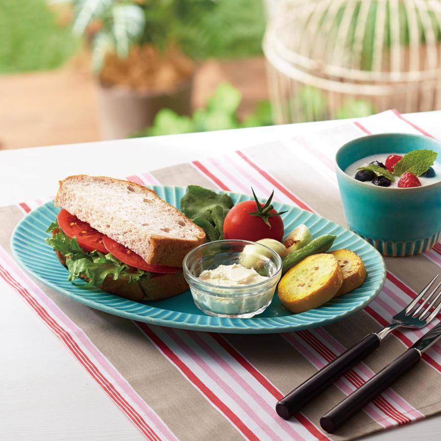 さかいあつし　匙屋　大皿オーバルプレート 作山窯 美濃焼“SAKUZAN STRIPE”オーバルプレート