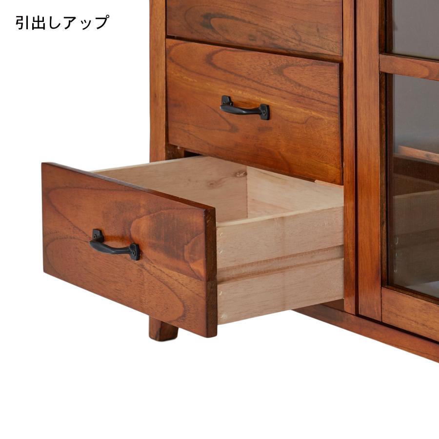 レトロ調ガラス扉付きリビングキャビネット : ベルメゾン Yahoo