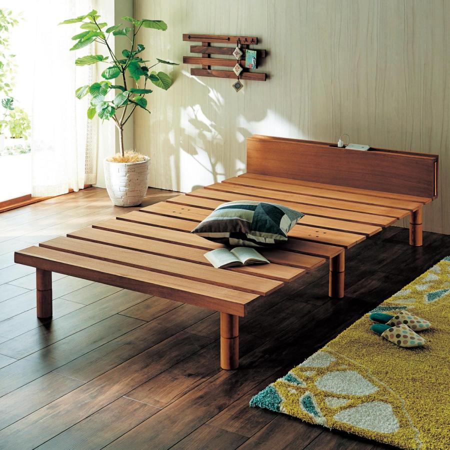 【未使用】シングル すのこベッド コンセント付き 継ぎ脚タイプ ナチュラル 木製 コンセント付き継ぎ脚すのこベッド ＜シングル／セミダブル