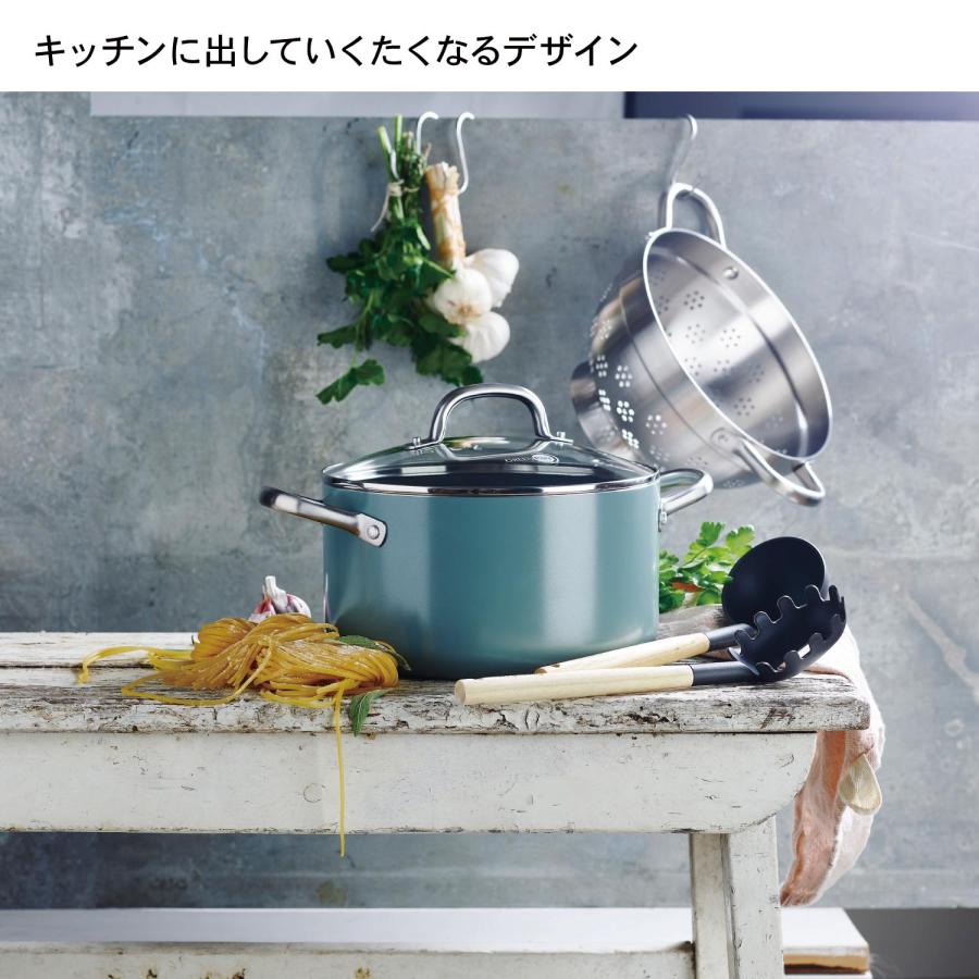 GREEN PAN スモーキーカラーの鍋“メイフラワーシリーズ”ＩＨ対応セラミックコーティング蓋付き キャセロール20cmの画像