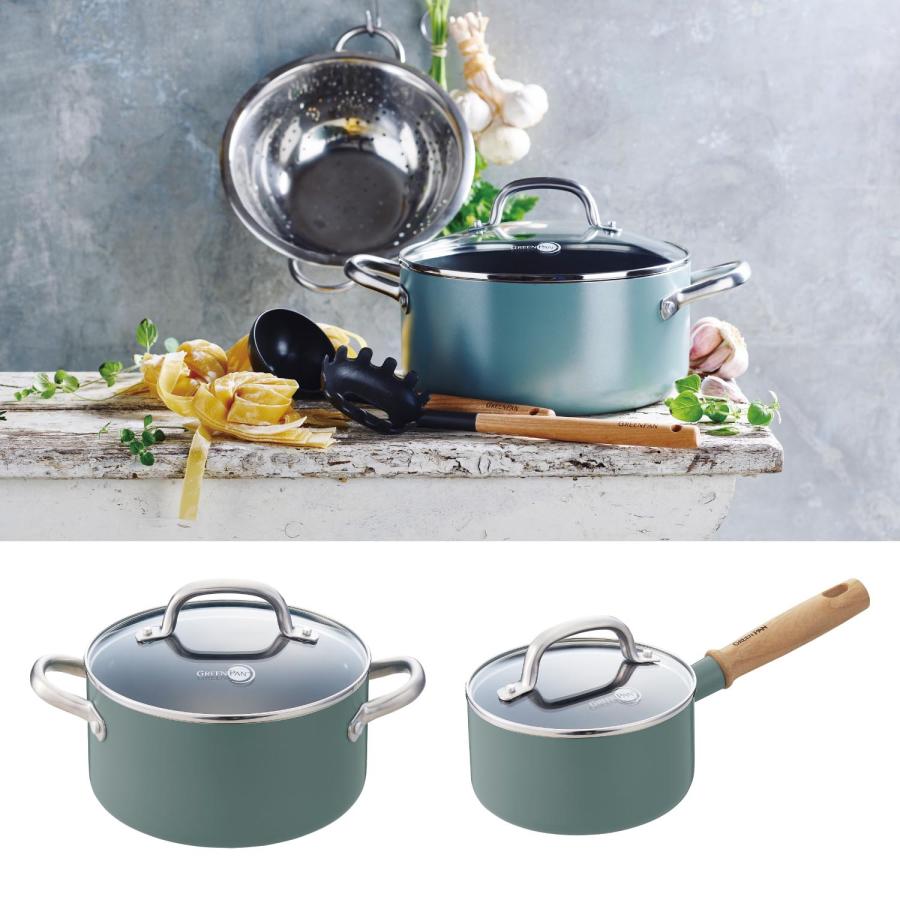 GREEN PAN スモーキーカラーの鍋“メイフラワーシリーズ”ＩＨ対応セラミックコーティング蓋付き キャセロール20cmの画像