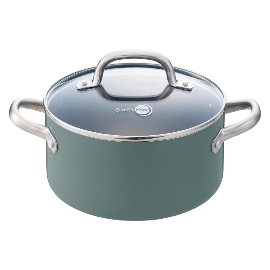 GREEN PAN スモーキーカラーの鍋“メイフラワーシリーズ”ＩＨ対応セラミックコーティング蓋付き キャセロール20cmの画像