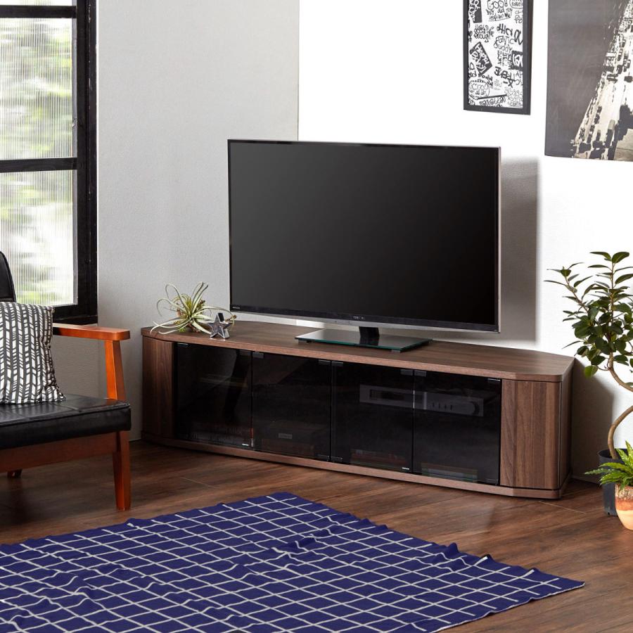 天然木の変形コーナーテレビボード（テレビ台/テレビボード/ローボード